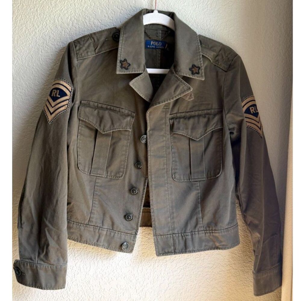 Polo Ralph Lauren Military Utility Jacket Womens S Olive Green Patches NWT